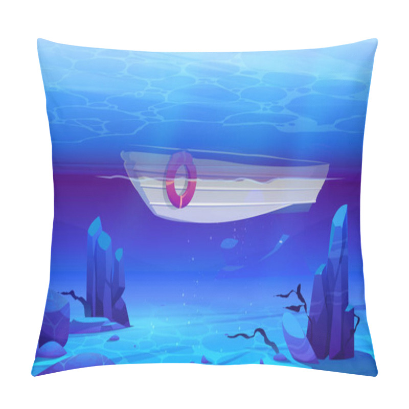 Personality  Boat Underwater View, Empty Sea Bottom, Undersea Pillow Covers