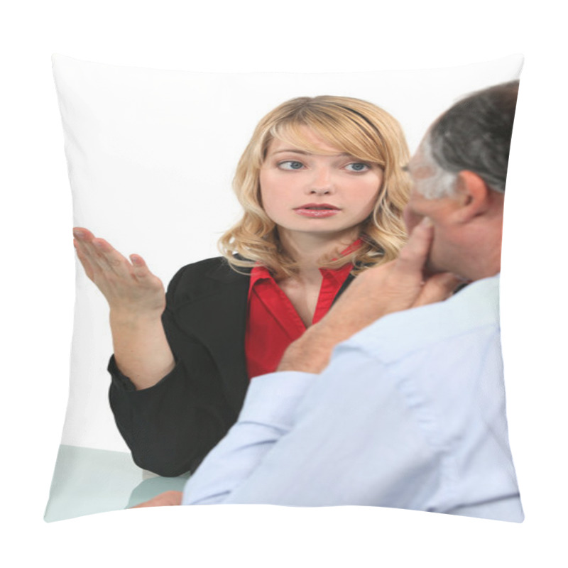 Personality  Woman Trying To Explain Her Point Of View Pillow Covers