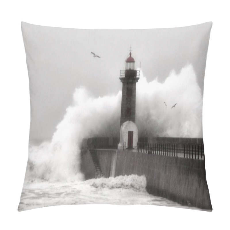 Personality  Storm In Oporto Lighthouse, Portugal Pillow Covers