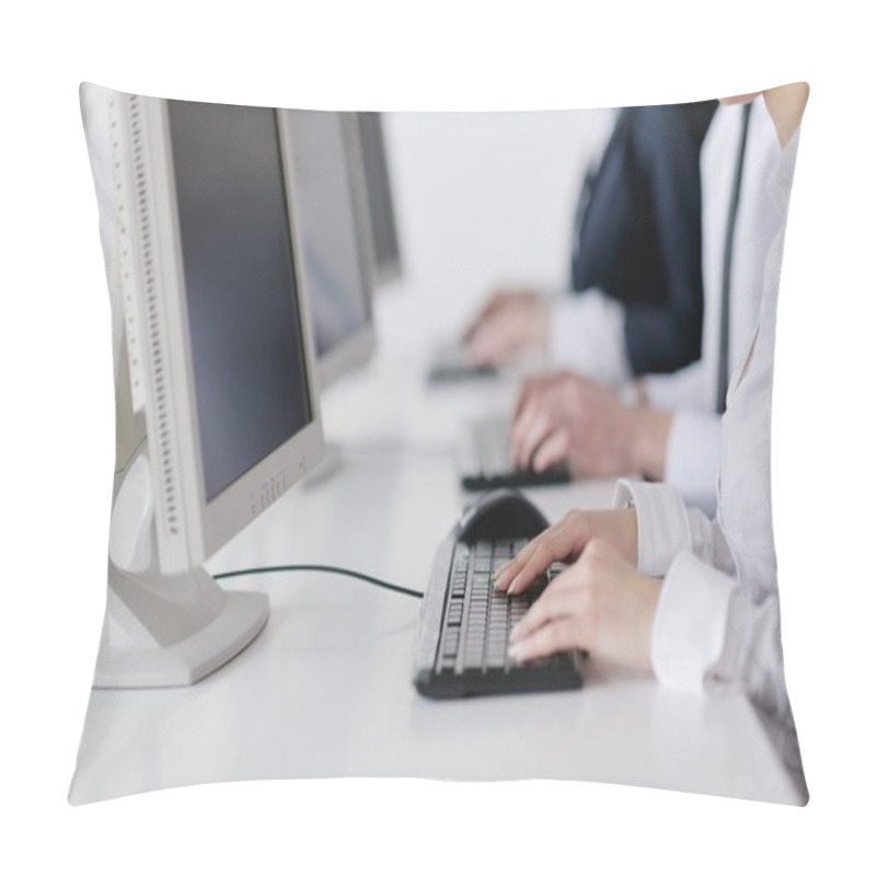 Personality  Business Group Working In Customer And Help Desk Office Pillow Covers