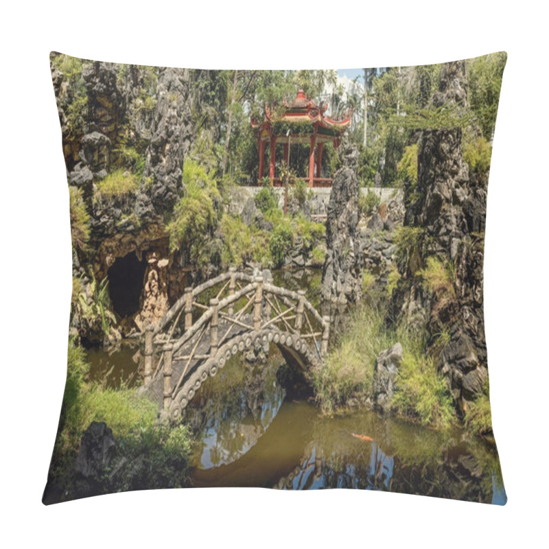 Personality  Beautiful Chinese Garden In Sam Poh Tong Temple Hidden In The Mountains In Ipoh, Malaysia Pillow Covers