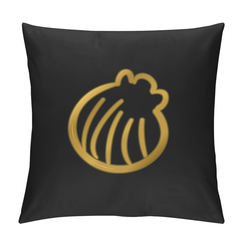 Personality  Beach Shell Hand Drawn Shape Gold Plated Metalic Icon Or Logo Vector Pillow Covers