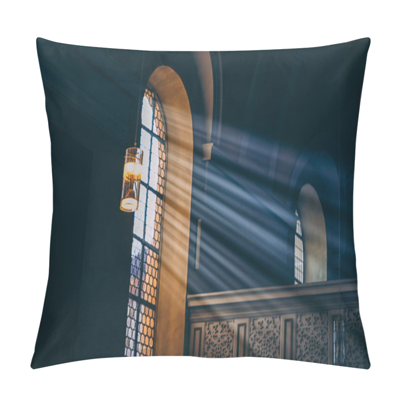 Personality  Light Rays Through The Dark Window. Toned Photo Pillow Covers