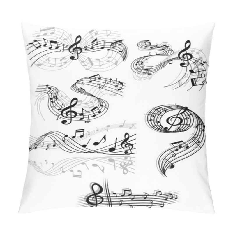 Personality  Swirling Musical Scores And Notes Pillow Covers