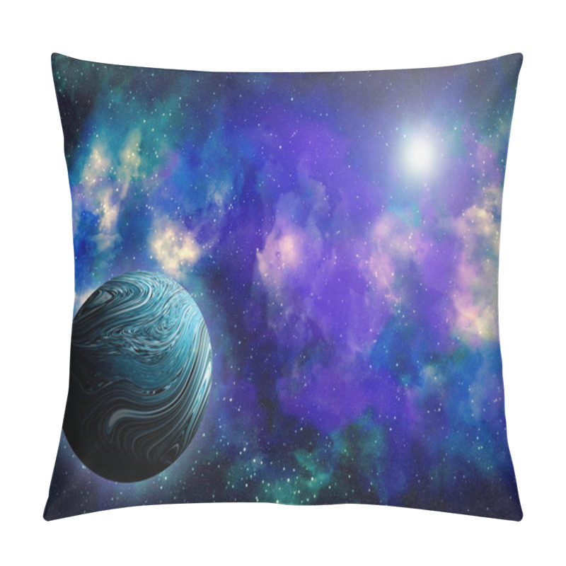 Personality  Unknown Planet From Outer Space. Space Nebula. Cosmic Cluster Of Stars. Outer Space Background. 3D Illustration. Pillow Covers