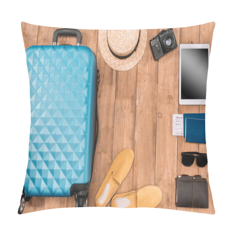 Personality  Background With Travel Accessories Pillow Covers