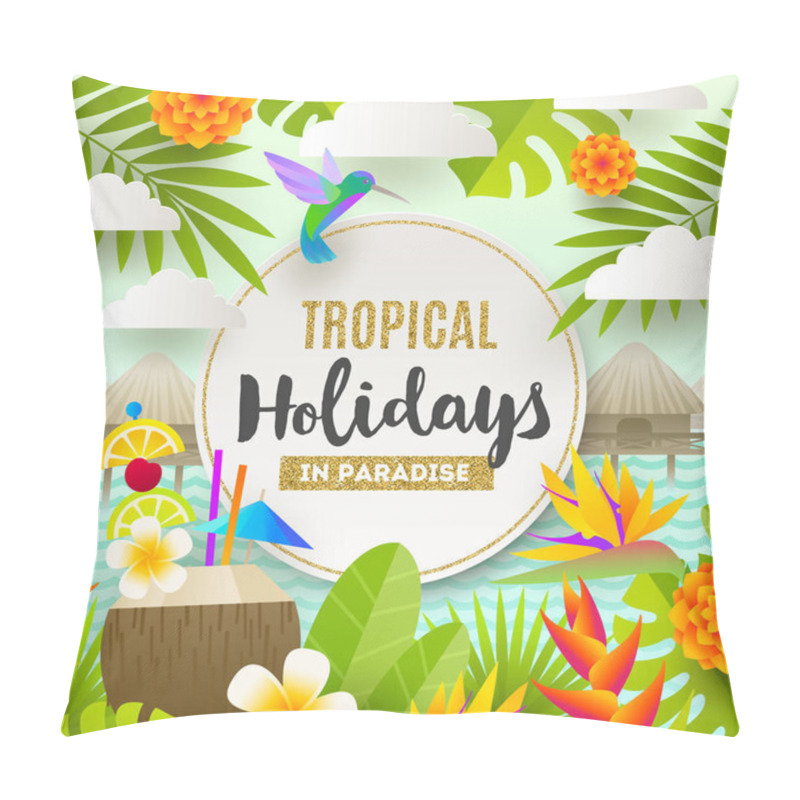 Personality  Flat Vector Design. Tropical Holidays And Beach Vacation Illustration. Pillow Covers