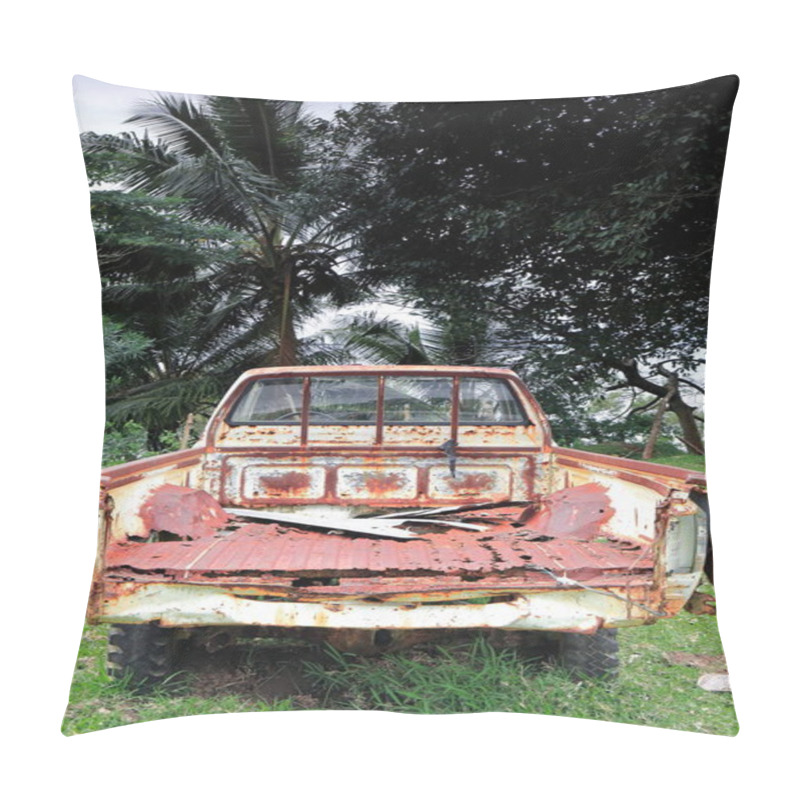 Personality  Remains Of Old Abandoned Car. Olal Village-Ambrym Island-Vanuat Pillow Covers