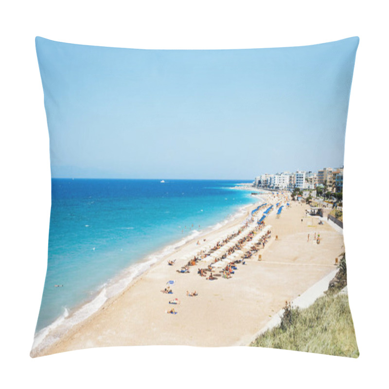 Personality  Sandy Beach Of Rhodes In Summer Pillow Covers