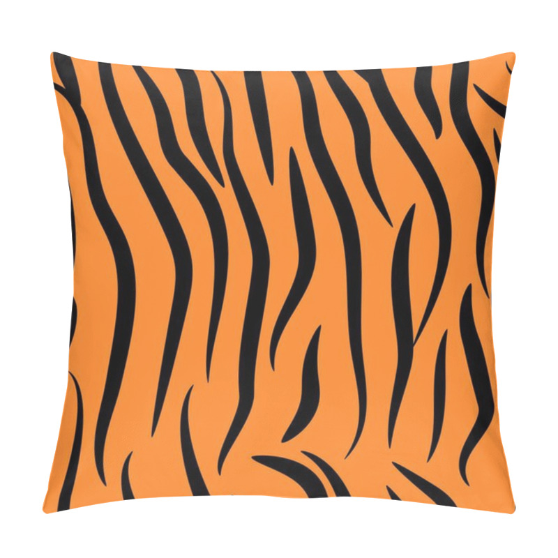 Personality  Seamless Pattern With Tiger Stripes On Skin. Black And Orange Tiger Stripes. Popular Texture, Background, Wallpapper Pillow Covers