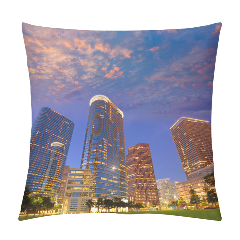 Personality  Houston Downtown Skyline Sunset At Texas US Pillow Covers