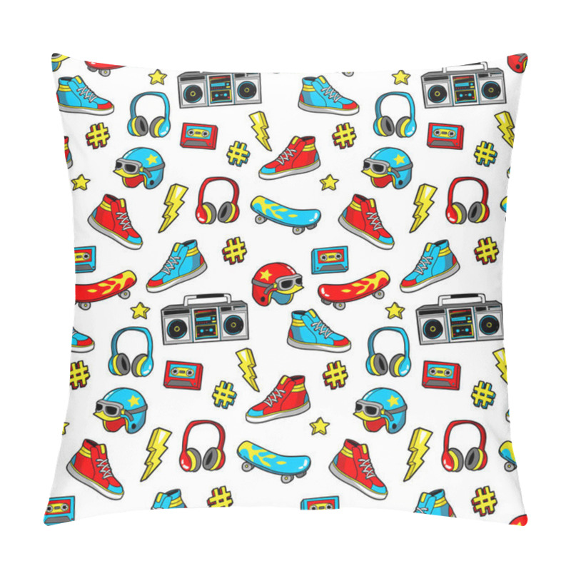 Personality  Seamless Pattern In Cartoon 80s-90s Comic Style. Pillow Covers