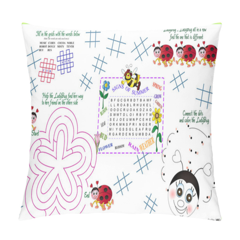 Personality  Placemat Spring-Summer Printable Activity Sheet 5 Pillow Covers