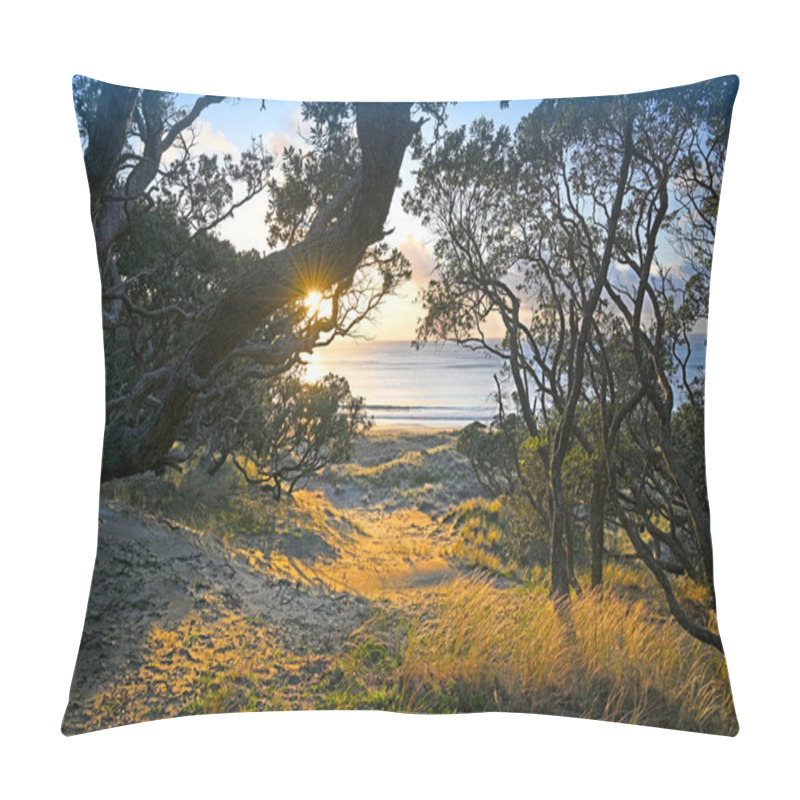 Personality  Dawn Through The Pohutukawa Trees At  Palmers Beach, Great Barrier Island, Waitemata Harbour, New Zealan Pillow Covers