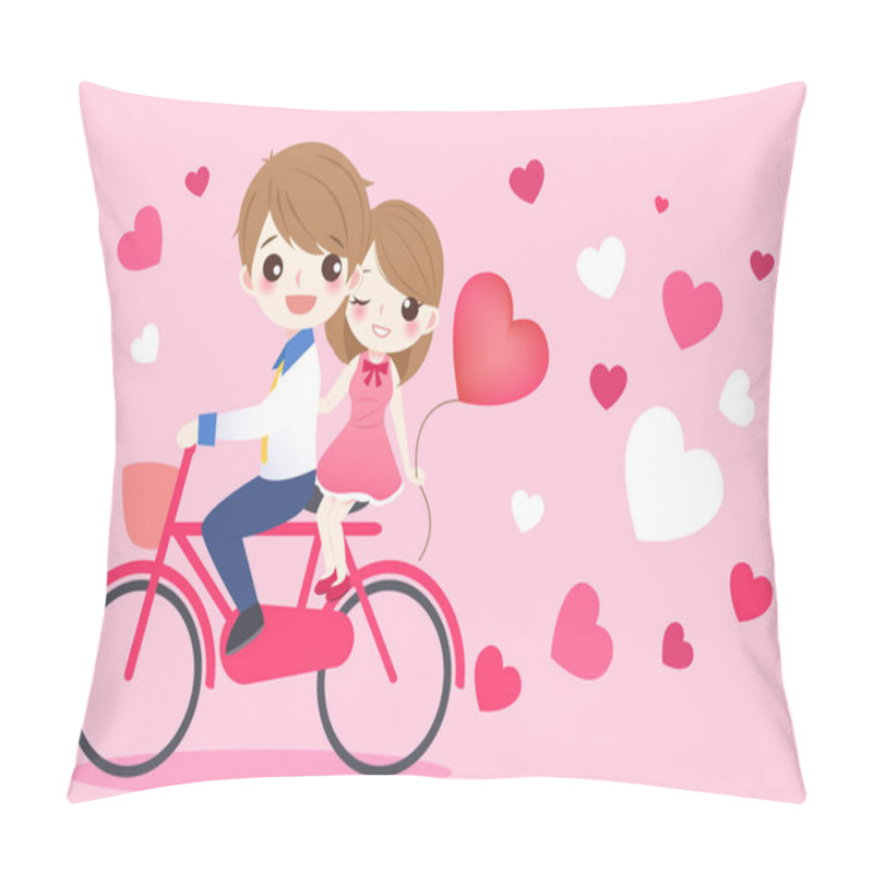 Personality  Cute Cartoon Couple Ride Bicycle Pillow Covers