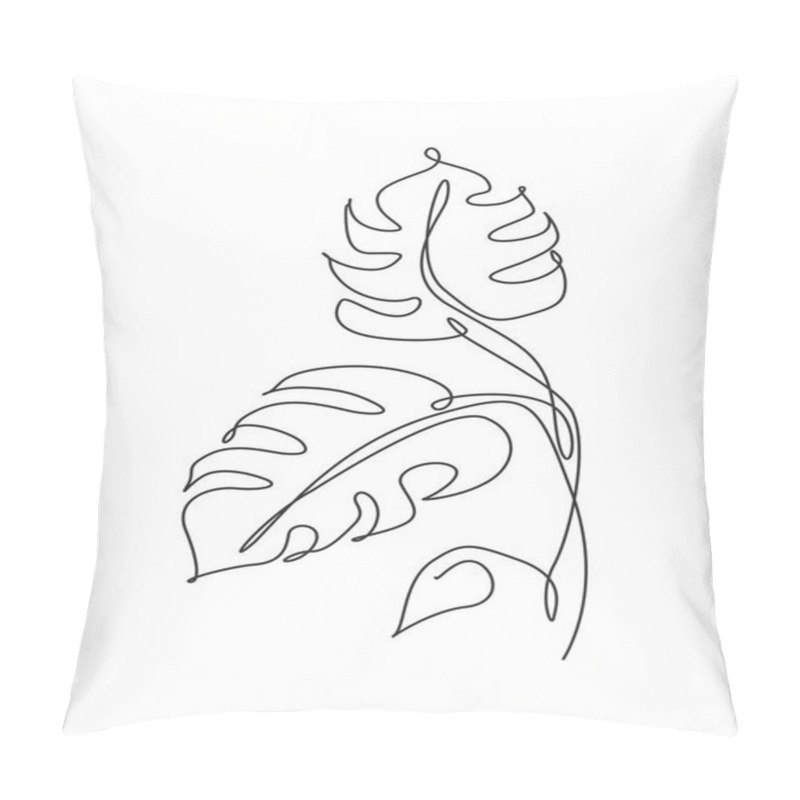 Personality  Single Continuous Line Drawing Tropical Monstera Leaf. Botany Style Concept For Poster, Wall Art, Tote Bag, Mobile Case, T-shir, Sticker Print. Trendy One Line Draw Design Vector Graphic Illustration Pillow Covers