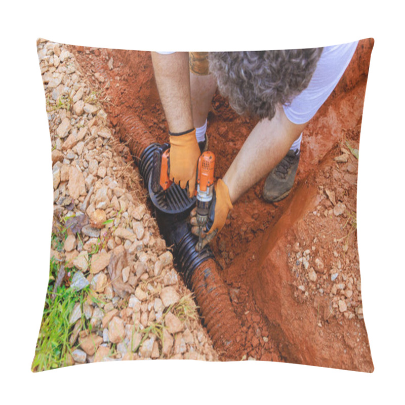 Personality  Damaged Drainage System For Collecting Rainwater Is Replacement Of Underground Storm Sewer Pipes. Pillow Covers