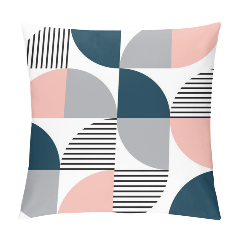 Personality  Colorful Geometrical Design Illustration In Scandinavian Style With Grey, Pink, Navy Blue, White And Black Colors Pillow Covers