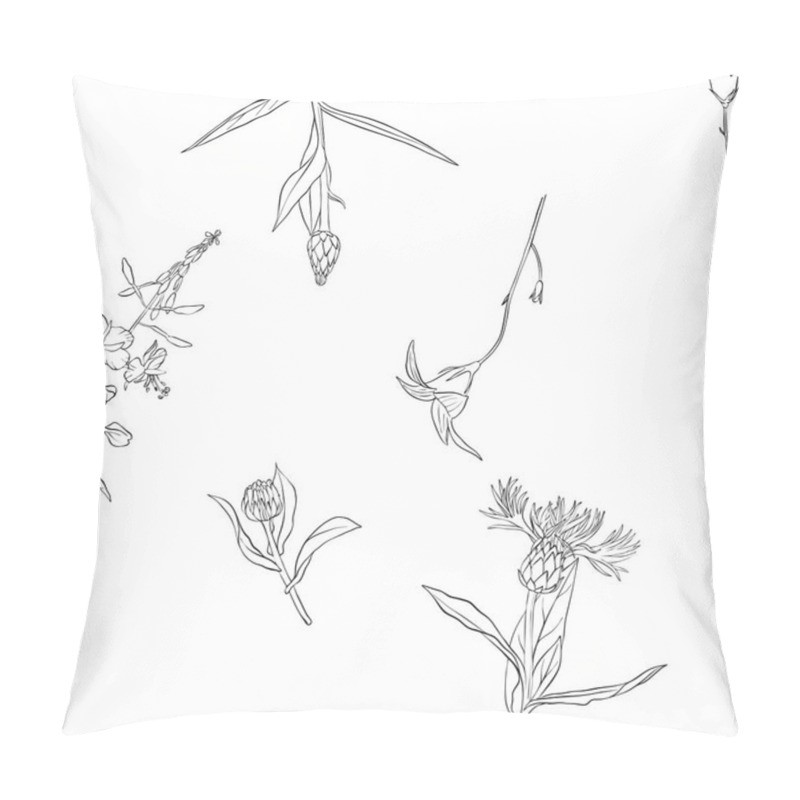 Personality  Vector Seamless Pattern With Drawing Flowers Pillow Covers