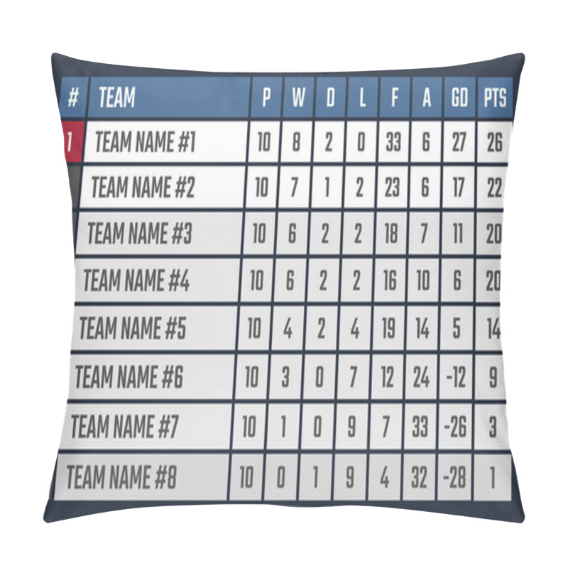 Personality  Sports League Table, Soccer Or Football Tournament Table Pillow Covers