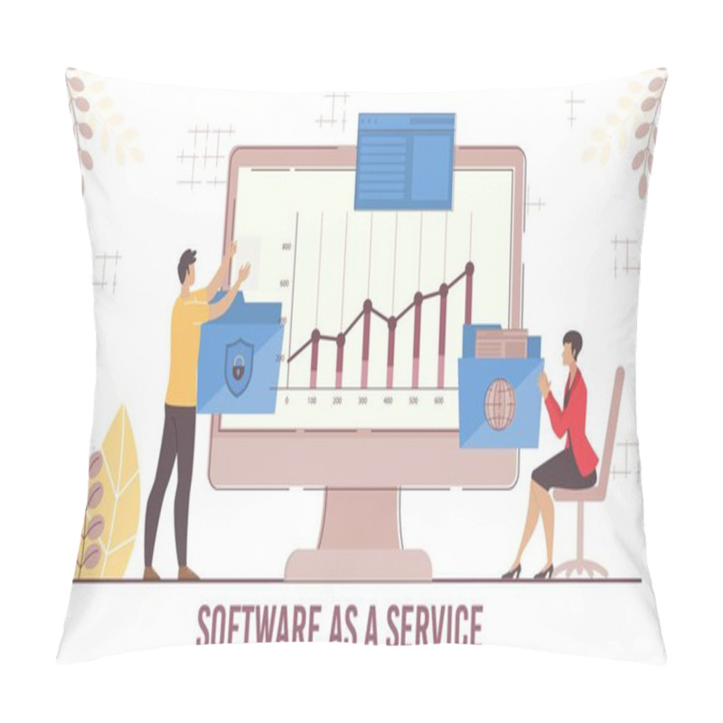 Personality  Businesspeople Use Saas For Information Processing Pillow Covers