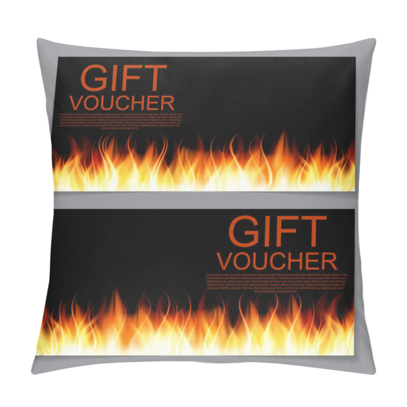 Personality  Gift Voucher Template With Burning Flame Of Fire. Discount Coupo Pillow Covers