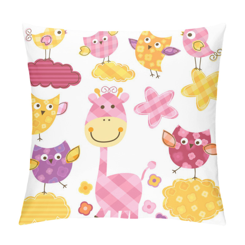 Personality  Cute Birds & Giraffe Pillow Covers