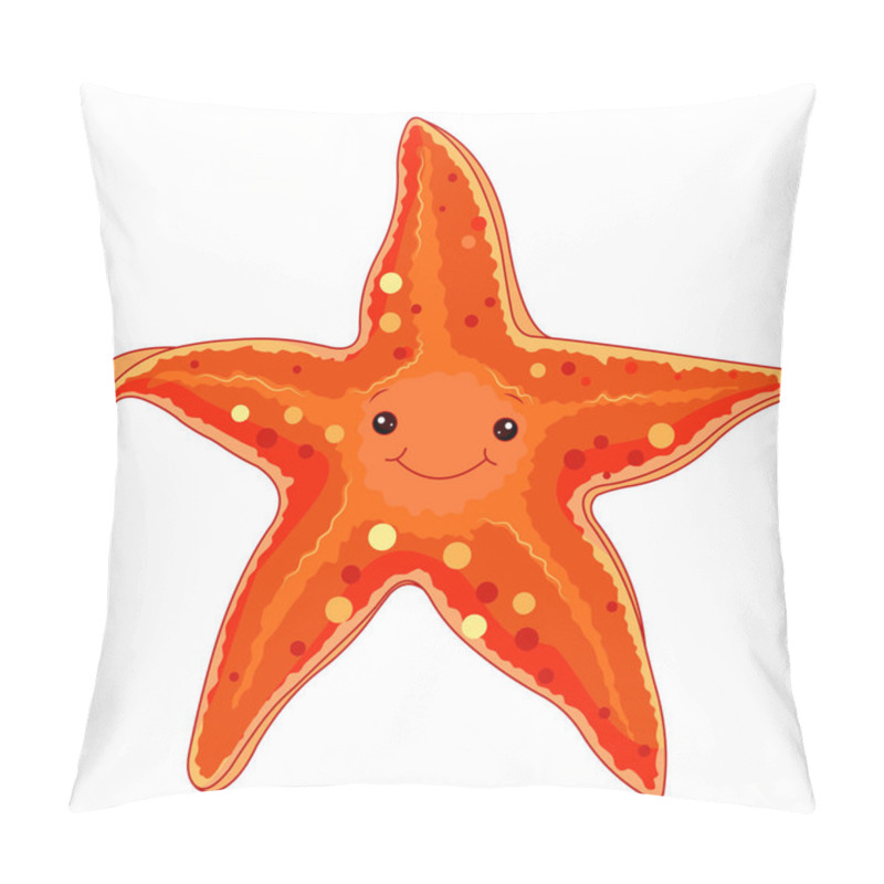 Personality  Cartoon Illustration Of Cute Smiling Starfish On White Background Pillow Covers