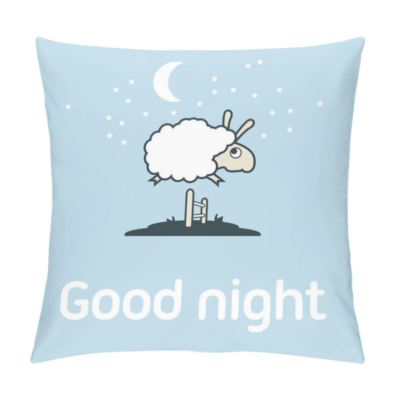 Personality  Illustration Of Sheep Jumping Over The Fence. Postcard Elements Concept. Pillow Covers