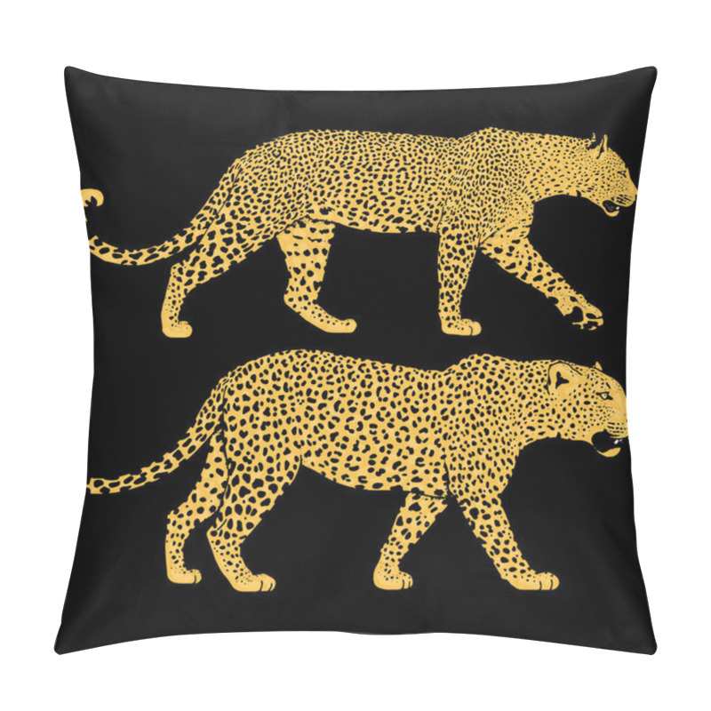 Personality  Illustration Of Leopard, Graphic Vector Animal Pillow Covers