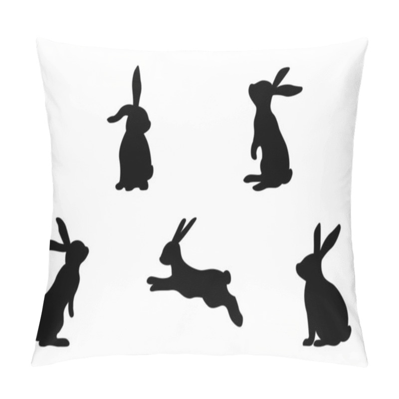 Personality  Silhouettes Of Rabbits Isolated On A White Background. Bunny Silhouette. Pillow Covers