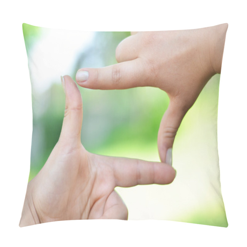 Personality  Close Up Of Hands Making Frame Gesture Pillow Covers