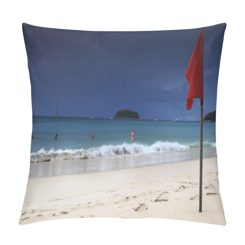 Personality  Red Flag On Sea Coast Pillow Covers