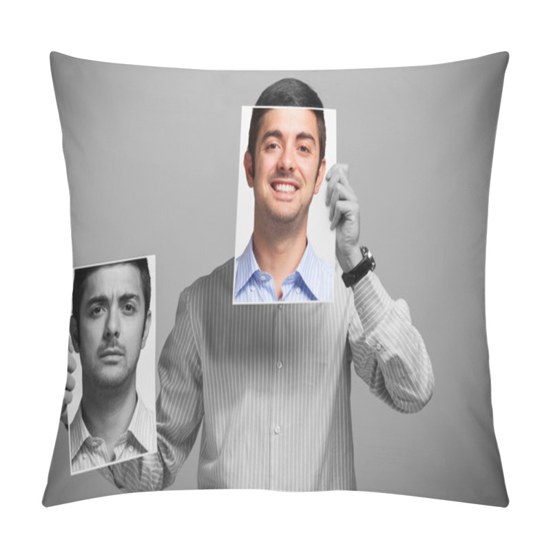 Personality  Man Changing His Mood Pillow Covers