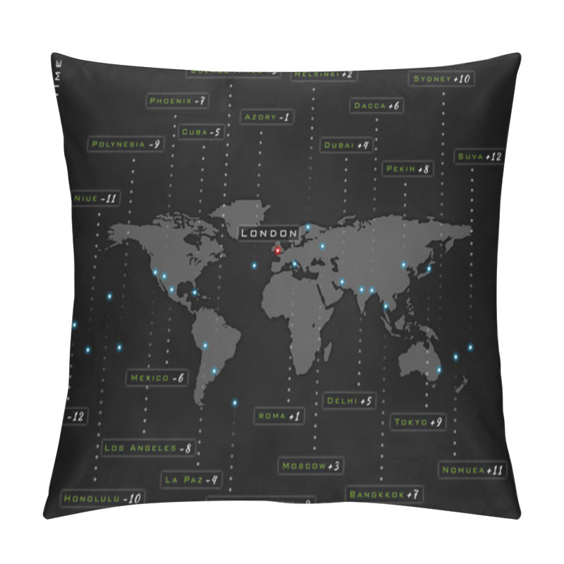 Personality  Time In The World, Greenwich Mean Time, World Map Pillow Covers