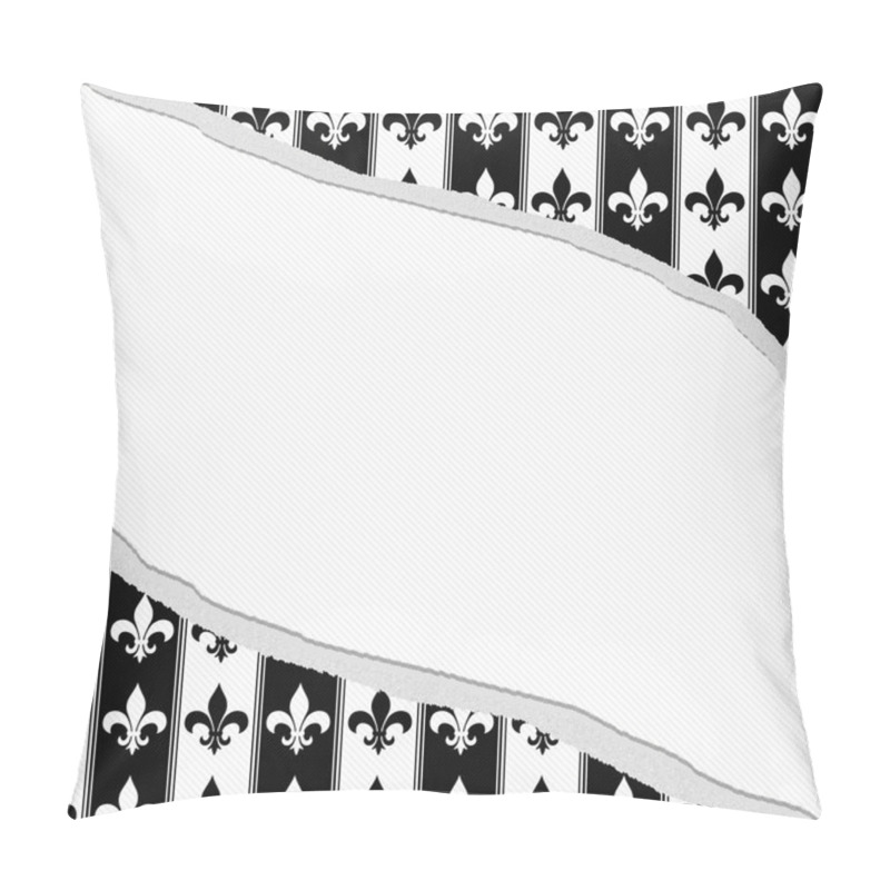 Personality  Black And White Fleur De Lis Pattern Torn Textured Fabric Backgr Pillow Covers