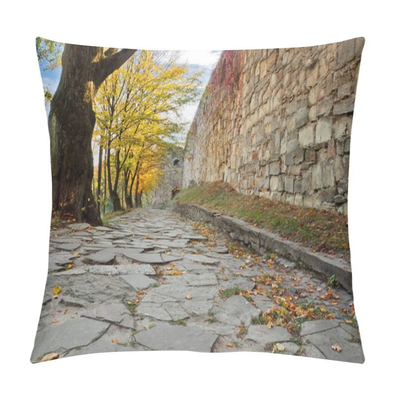 Personality  Alley Of Autumn Trees Near The Wall Of The Ancient Castle. Tereb Pillow Covers