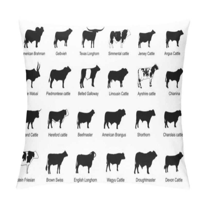 Personality  Cattle Breeds Silhouette Set Pillow Covers