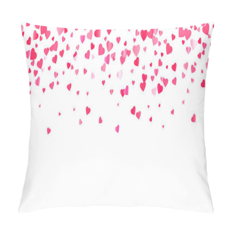 Personality  Horizontal Seamless Background Of Falling Hearts. Pink, Red Confetti Love Signs For Design Invitation Card Wedding, Love Story On Valentine's Day. Romantic Vector Illustration Pillow Covers