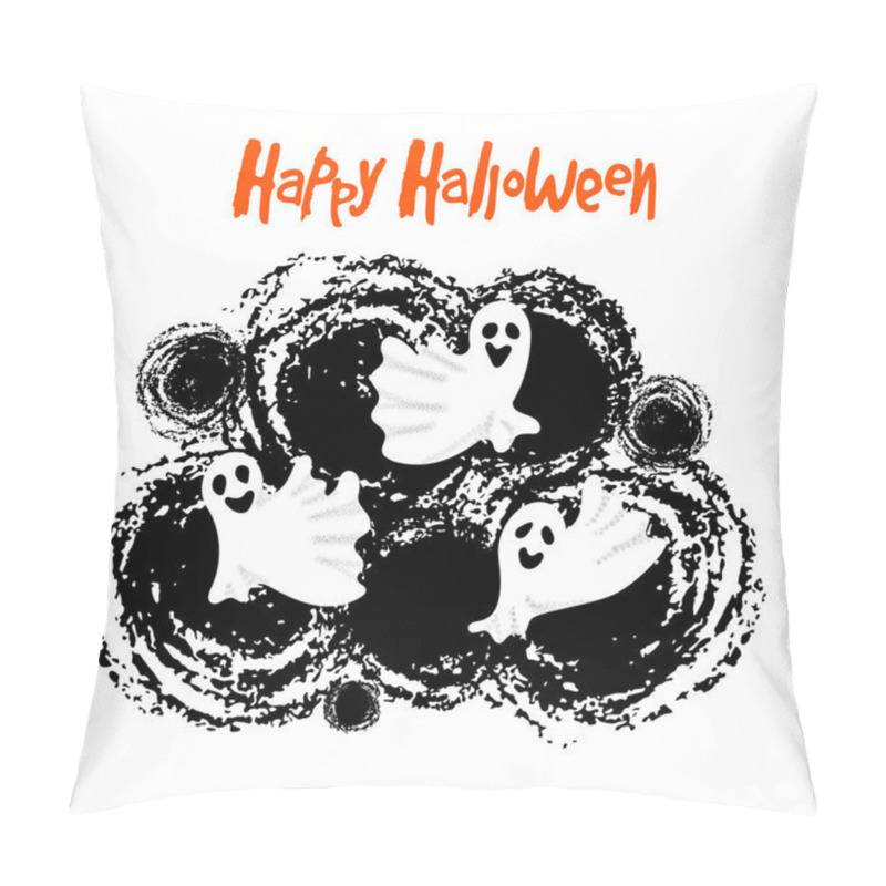 Personality  Happy Halloween Composition With Flying Ghosts. Isolated On White Background. Trick Or Treat. Holiday Concept. Design For Greeting Card, Banners, Invitations. Vector Illustration. Pillow Covers