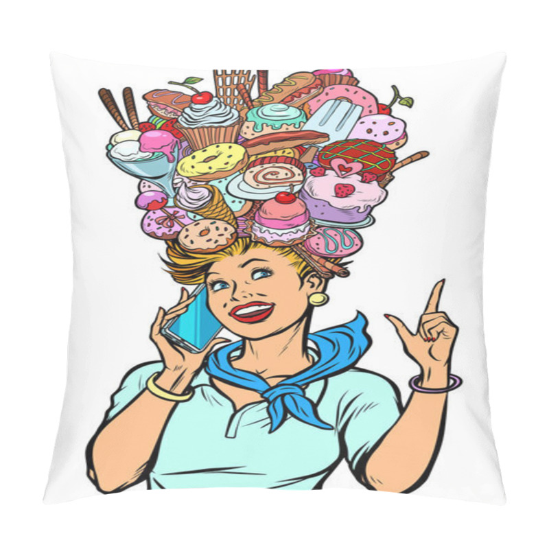 Personality  Stewardess Woman Dreams Of Food And Sweets Pillow Covers