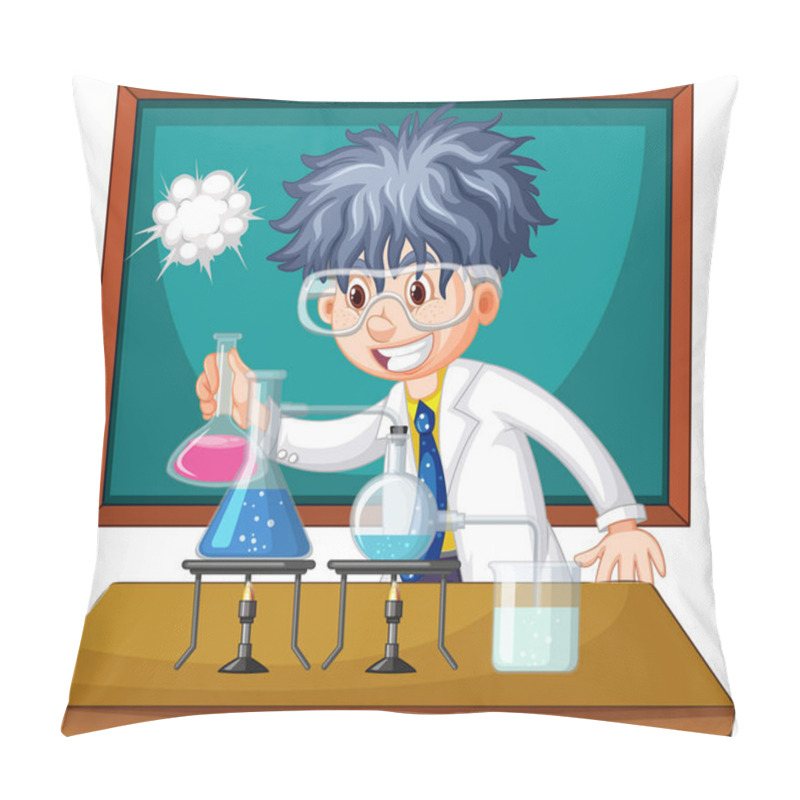 Personality  Scientist Working With Science Tools In Lab Pillow Covers