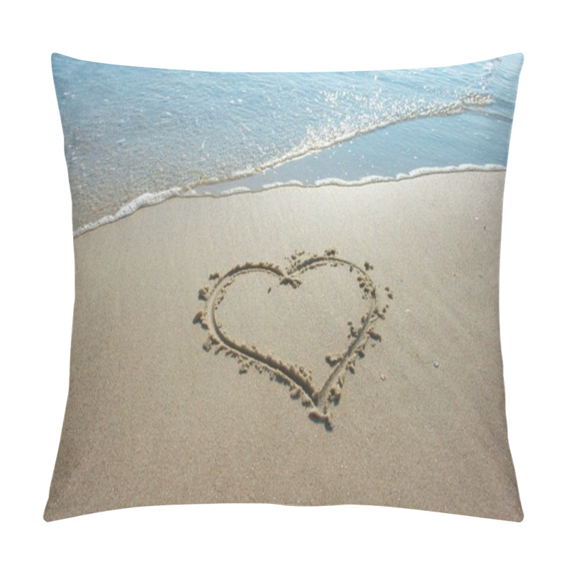 Personality  Heart Drawn On Sand, Seacoast Pillow Covers