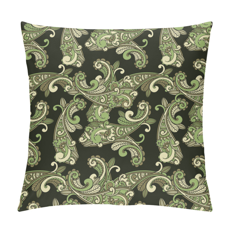 Personality  Vector Seamless Paisley Pattern In Green Pillow Covers