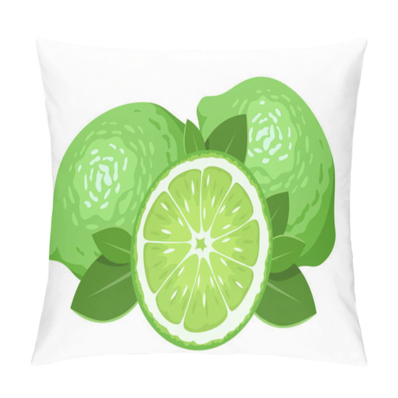 Personality  Three Limes Isolated On White. Vector Illustration. Pillow Covers