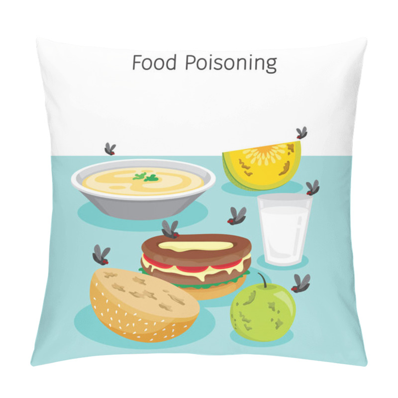 Personality  Many Flies Flying Around Food, Drink And Fruits Pillow Covers