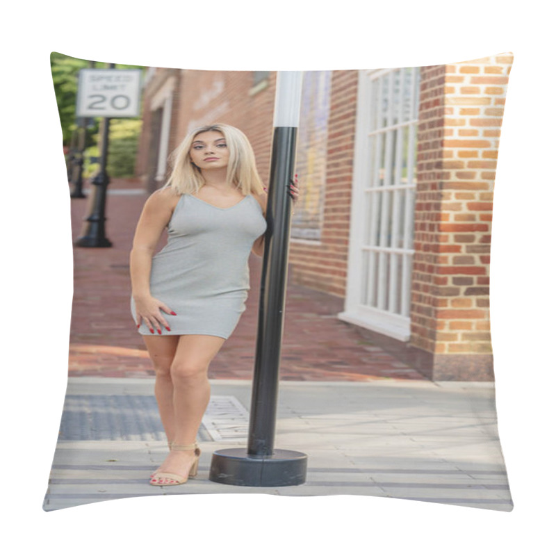 Personality  A Beautiful Young Woman Strolls Through Her Quaint Small Town, Basking In The Warmth Of Spring. Surrounded By Blooming Flowers And Fresh Air, She Radiates Joy, Enjoying The Peaceful Solitude. Pillow Covers