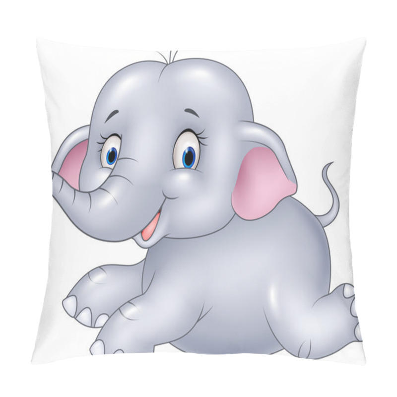 Personality  Happy Baby Elephant Sitting Isolated On White Background Pillow Covers