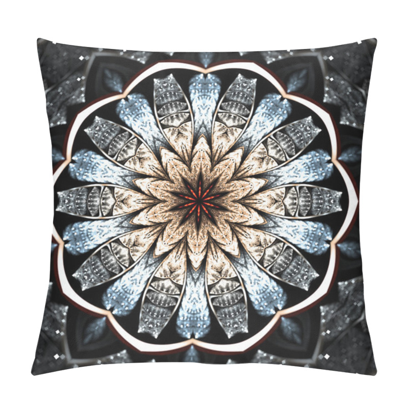 Personality  Dark Glittering Fractal Mandala, Digital Artwork For Creative Graphic Design Pillow Covers