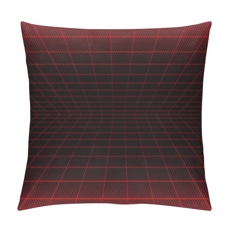 Personality  Vaporwave Red Laser Grid Angle On Black Background. Vector Illustration Of Abstract Mesh Pattern. Retro Futuristic 80s Sci Fi Matrix Landscape. Classic Cyberspace Poster, Security System Simulation Pillow Covers